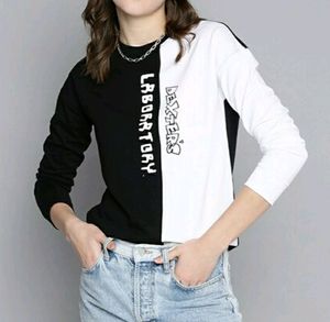 Black &amp; White Colorblocked Sweatshirt ❤️