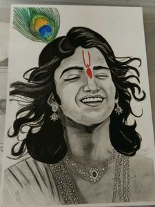 Pencil Sketch of Lord Krishna