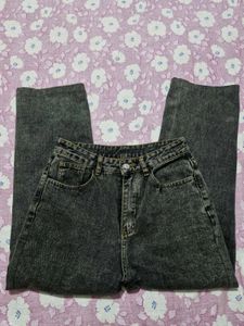 Stylish Washed black Wide-Leg Jeans