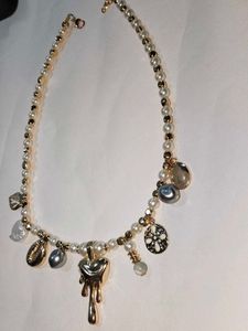 Pearl &amp; Charm Necklace (anti tanish)