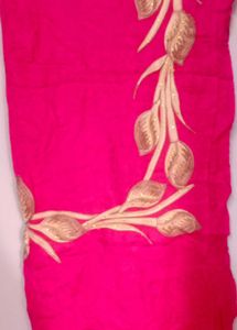 Hot Pink Embroidered Scarf