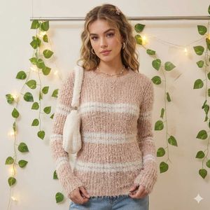 Cozy Y2K Striped Fuzzy Sweater