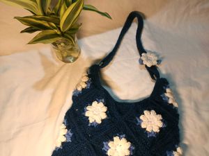 Handmade Crochet Flower Shoulder Bag