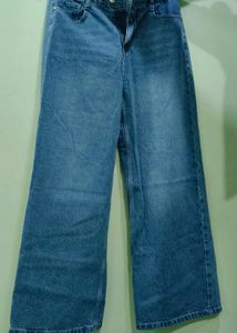 Wide Leg Blue Denim Jeans