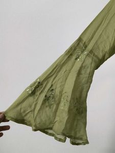 Beautiful Green Kurta Set with Mirror Work