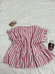 Pink and White Striped Top