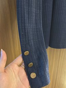LOV Navy Ribbed Square Neck Top