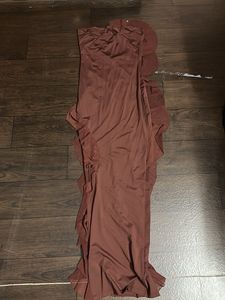 Chic Brown Ruffle Strapless Dress