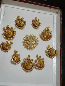 10 Pcs Gold-Plated pink Stone Jadai Billai
