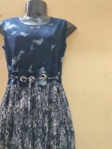 Simple Sleeveless Blue Dress For Womens