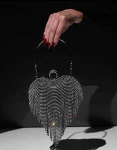 Heart Shape Tessel Rhinestone Clutch