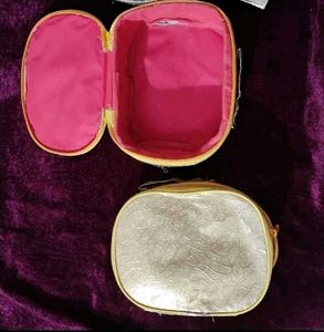 Elegant Gold Cosmetic Pouch Set