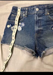Embroidered Denim Shorts