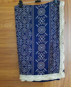 Elegant Navy Blue Bandhani Saree