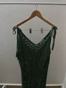 Stappy Openwork Sea Green Sheer Crochet Maxi Dress