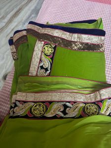 Elegant Designer Green Saree with Stitched Blouse