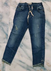 Distressed Blue Denim Joggers