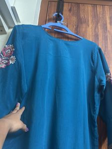 Teal Kurta with Embroidery