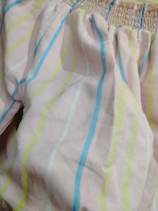 Smocked Off-Shoulder Striped Top
