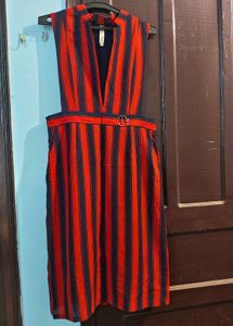 Chic Striped A-Line Midi Dress