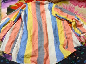 Colorful Striped Button-Up Tunic