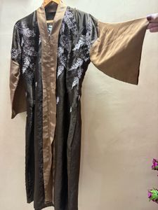 Elegant Brown Abaya with Leaf Design