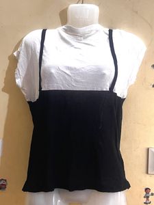 Black &amp; White Layered Top