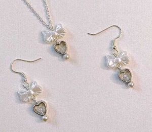 Pearl Heart Bow Jewelry Set