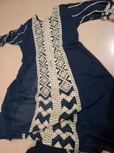 Stylish Navy Kurta Palazzo Set