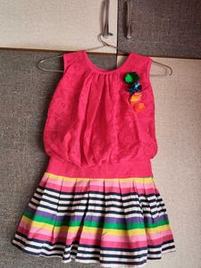 Bright Pink &amp; Rainbow Striped Dress