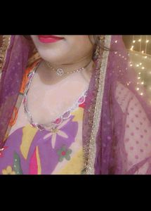 Vibrant Floral Print Purple Gown