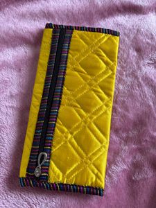 Yellow Quilted Embroidery Purse