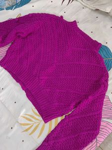 Magenta Knit Cardigan Sweater