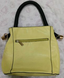Guess Yellow Textured Handbag