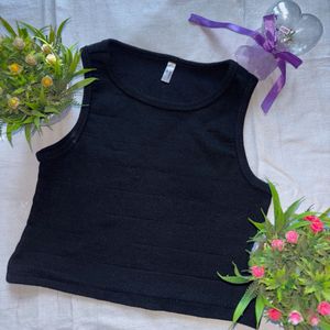 Sleek Black Ribbed Sleeveless Top