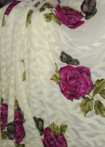 Aesthetic Cream Colour Saree