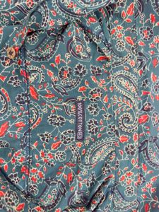 Men's Teal Paisley Print Short Sleeve Shirt