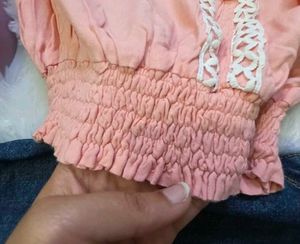 Peach Boho Crop Top with Lace Details | Cute