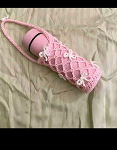 Handmade Pink Crochet Bottle Cover