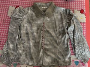 Gray Checkered Blouse