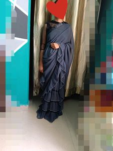 Grey Saree Sequence Blouse