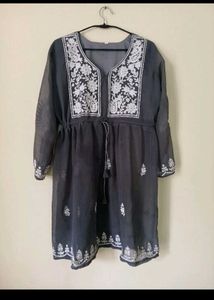 Embroidered Grey Dress