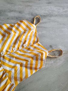 jacket with Yellow &amp; White Striped Button-Up Dress