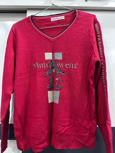 V-Neck Penguin Knit Sweater