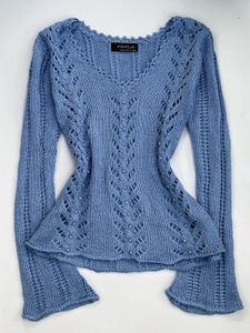 Y2K Beaded Cable-Knit V-Neck