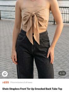 Shein Strapless Front Tie-Up Top