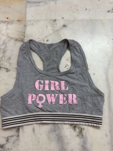 Y2K Grey "Girl Power" crop tank top