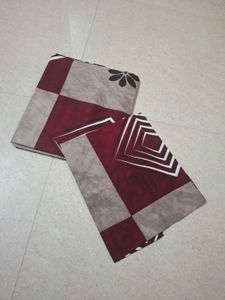 Maroon and Grey Geometric Print single Bedsheet