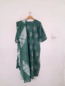 Green Printed Kurta &amp; Dupatta (Women's)
