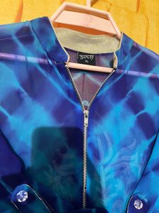 Blue Tie-Dye Embroidered Tunic